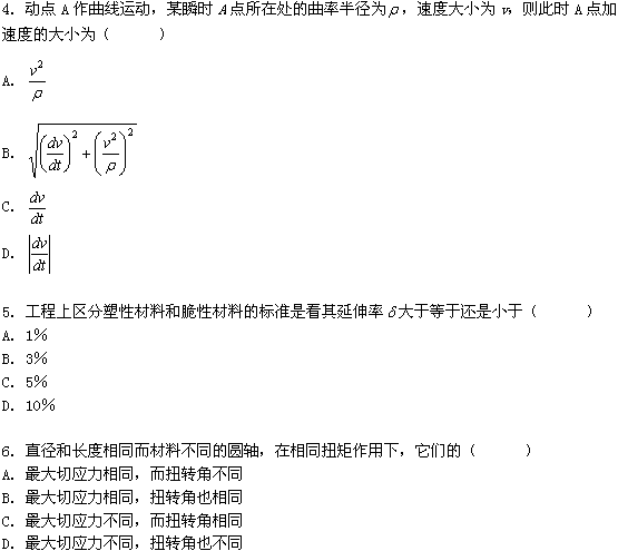 全国2008年10月高等教育自学考试工程力学(一)(图2) 全国2008年10月高等教育自学考试工程力学(一)(图2)