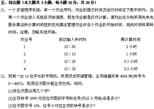 全国2010年4月高等教育自学考试操作系统概论试题(图1)