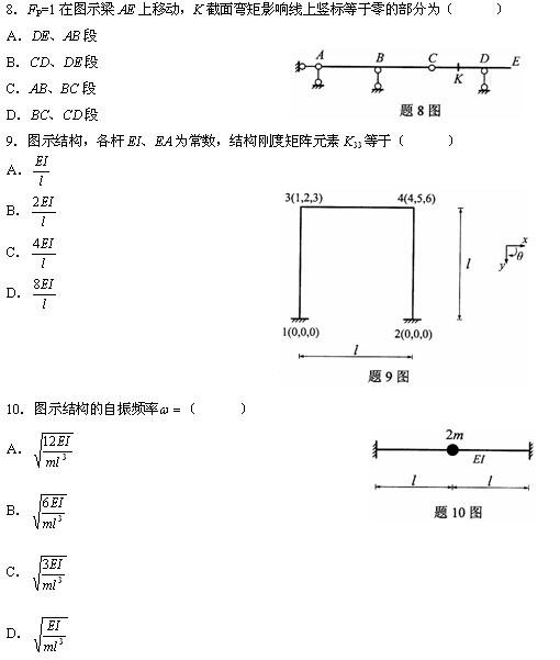 全国2010年4月高等教育自学考试结构力学（二）试(图3)