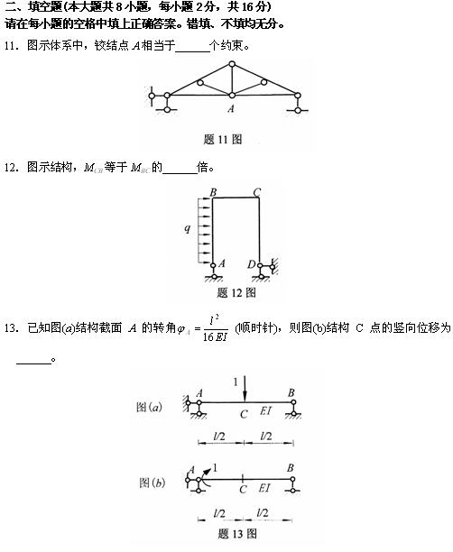 全国2010年4月高等教育自学考试结构力学（一）试(图7)