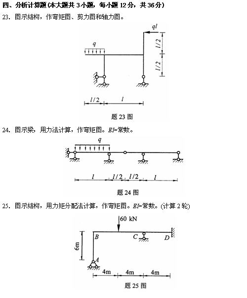 全国2010年4月高等教育自学考试结构力学（一）试(图12)